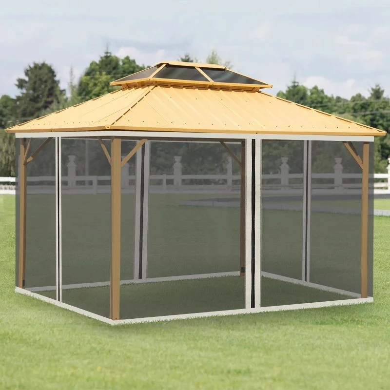 Outsunny Gazebo 4x Replacement Mesh Sidewalls 3500mm - Beige - 84C-142V02 1 Outsunny Gazebo 4x Replacement Mesh Sidewalls 3500mm - Beige - 84C-142V02