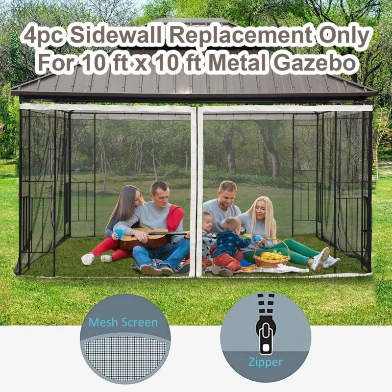 Outsunny Gazebo 4x Replacement Mesh Sidewalls 3500mm - Beige - 84C-142V02 9 Outsunny Gazebo 4x Replacement Mesh Sidewalls 3500mm - Beige - 84C-142V02 - Image 9