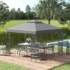 Outsunny 2 Tier Steel Garden Gazebo 3000x3000mm - Grey - 84C-147GY