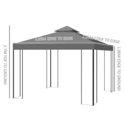 Outsunny 2 Tier Steel Garden Gazebo 3000x3000mm - Grey - 84C-147GY 18 Outsunny 2 Tier Steel Garden Gazebo 3000x3000mm - Grey - 84C-147GY -OUTSUNNY Sales Shop outsunny 84c 147gy 2