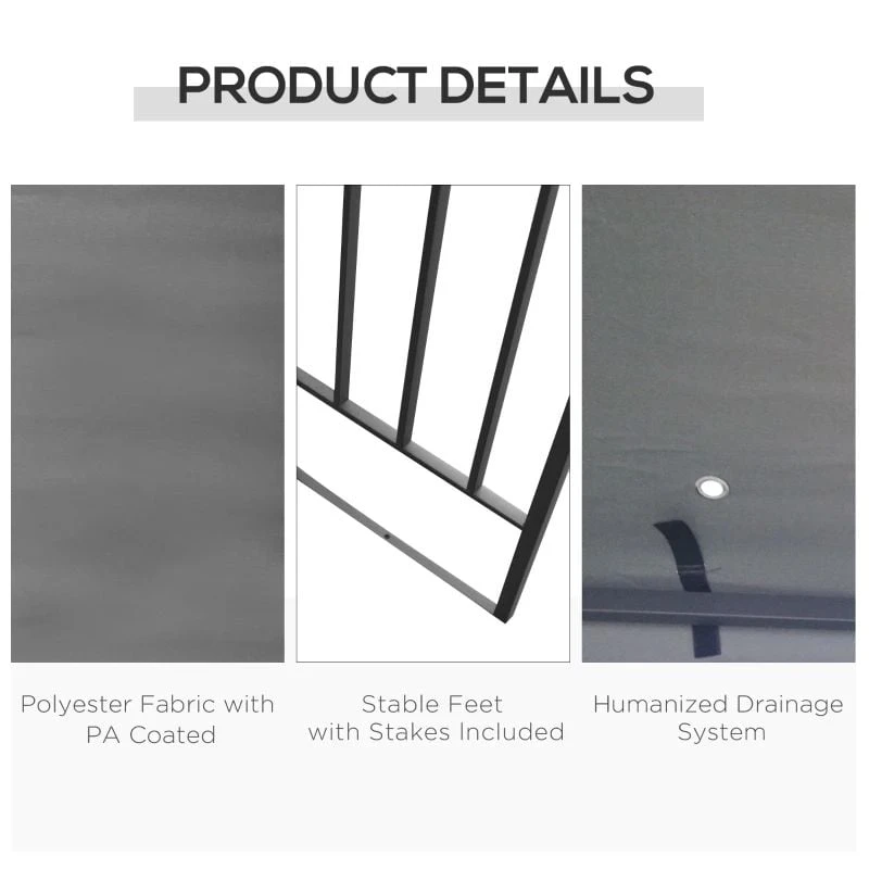 Outsunny 2 Tier Steel Garden Gazebo 3000x3000mm - Grey - 84C-147GY 6 Outsunny 2 Tier Steel Garden Gazebo 3000x3000mm - Grey - 84C-147GY - Image 6