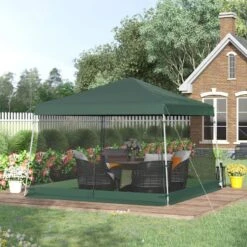 Outsunny Pop-up Garden Gazebo With Mesh Sidewalls 3600x3600mm - Green - 84C-155GN