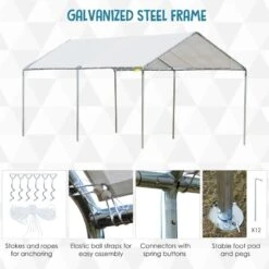 Outsunny Heavy Duty Carport Tent Shelter 3000x6000mm - White - 84C-159 -OUTSUNNY Sales Shop outsunny 84c 159 3