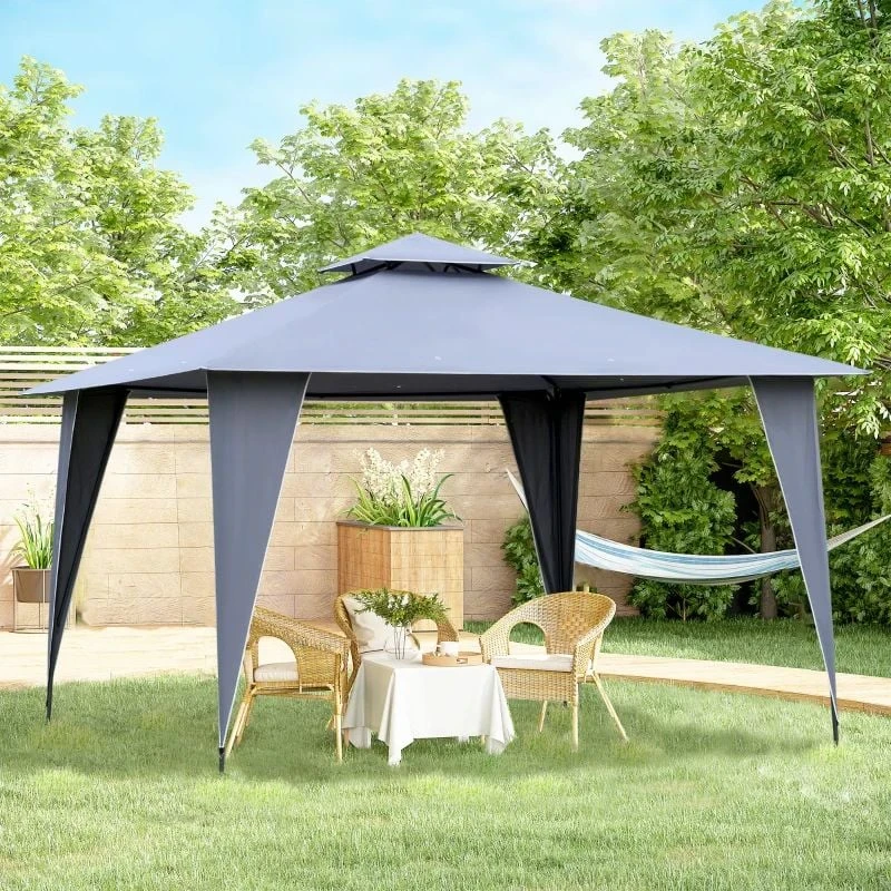 Outsunny 2 Tier Garden Gazebo 3500x3500mm - Grey - 84C-183 1 Outsunny 2 Tier Garden Gazebo 3500x3500mm - Grey - 84C-183