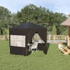Outsunny Hexagon Gazebo With Windows 3400x4000mm - Black - 84C-196BK