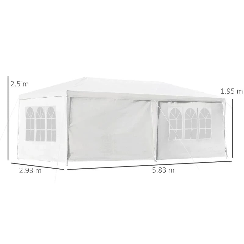 Outsunny Marquee With 4x Windows 3000x6000mm - White - 84C-197 9 Outsunny Marquee With 4x Windows 3000x6000mm - White - 84C-197 - Image 9