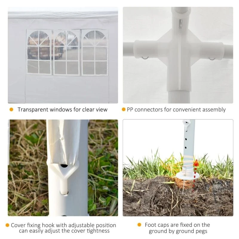 Outsunny Marquee With 4x Windows 3000x6000mm - White - 84C-197 6 Outsunny Marquee With 4x Windows 3000x6000mm - White - 84C-197 - Image 6