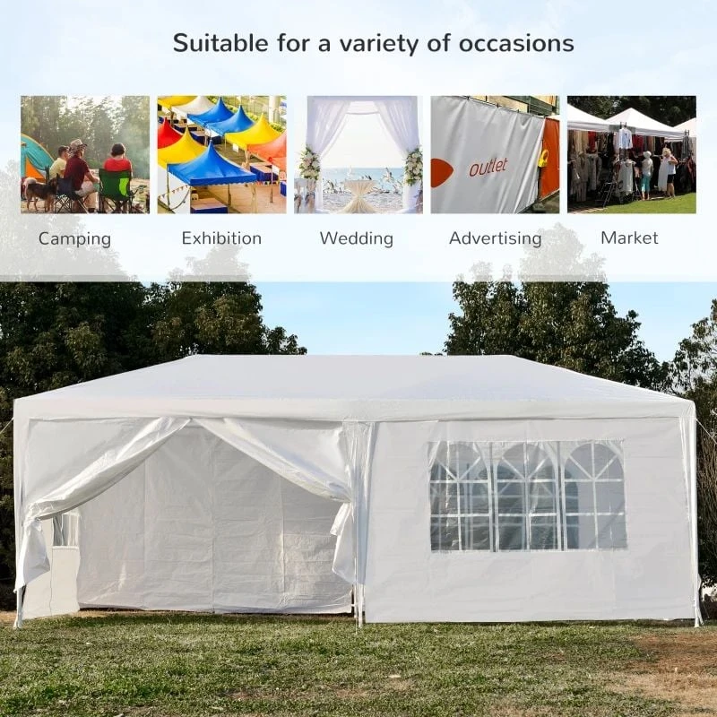Outsunny Marquee With 4x Windows 3000x6000mm - White - 84C-197 5 Outsunny Marquee With 4x Windows 3000x6000mm - White - 84C-197 - Image 5