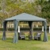 Outsunny Garden Gazebo With Curtains And Nets 3000x3000mm - Grey - 84C-202 20 Outsunny Garden Gazebo With Curtains And Nets 3000x3000mm - Grey - 84C-202 -OUTSUNNY Sales Shop outsunny 84c 202 1