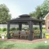 Outsunny 2 Tier Hardtop Gazebo With Curtains And Nets 3000x3700mm - Grey - 84C-204V02CG 21 Outsunny 2 Tier Hardtop Gazebo With Curtains And Nets 3000x3700mm - Grey - 84C-204V02CG -OUTSUNNY Sales Shop outsunny 84c 204v02cg 1