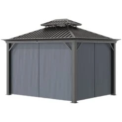 Outsunny 2 Tier Hardtop Gazebo With Curtains And Nets 3000x3700mm - Grey - 84C-204V02CG 13 Outsunny 2 Tier Hardtop Gazebo With Curtains And Nets 3000x3700mm - Grey - 84C-204V02CG -OUTSUNNY Sales Shop outsunny 84c 204v02cg 10
