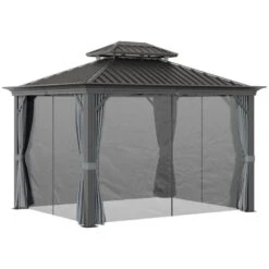Outsunny 2 Tier Hardtop Gazebo With Curtains And Nets 3000x3700mm - Grey - 84C-204V02CG 12 Outsunny 2 Tier Hardtop Gazebo With Curtains And Nets 3000x3700mm - Grey - 84C-204V02CG -OUTSUNNY Sales Shop outsunny 84c 204v02cg 11