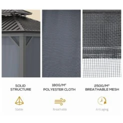 Outsunny 2 Tier Hardtop Gazebo With Curtains And Nets 3000x3700mm - Grey - 84C-204V02CG 19 Outsunny 2 Tier Hardtop Gazebo With Curtains And Nets 3000x3700mm - Grey - 84C-204V02CG -OUTSUNNY Sales Shop outsunny 84c 204v02cg 3