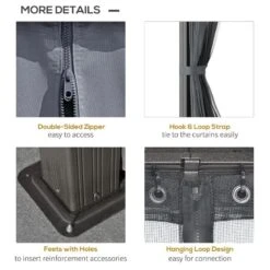 Outsunny 2 Tier Hardtop Gazebo With Curtains And Nets 3000x3700mm - Grey - 84C-204V02CG 16 Outsunny 2 Tier Hardtop Gazebo With Curtains And Nets 3000x3700mm - Grey - 84C-204V02CG -OUTSUNNY Sales Shop outsunny 84c 204v02cg 6