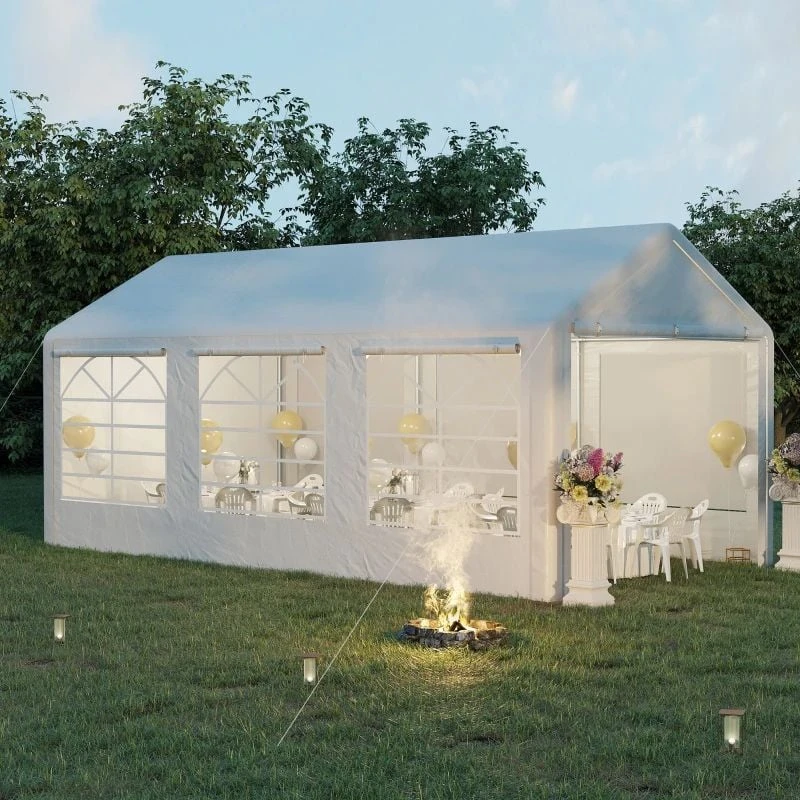 Outsunny Marquee With 6x Windows & 2 Doors 3000x6000mm - White - 84C-206 10 Outsunny Marquee With 6x Windows & 2 Doors 3000x6000mm - White - 84C-206 - Image 10