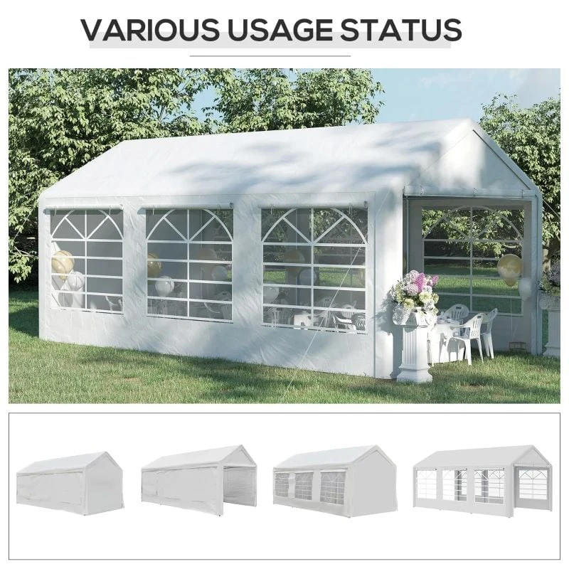 Outsunny Marquee With 6x Windows & 2 Doors 3000x6000mm - White - 84C-206 4 Outsunny Marquee With 6x Windows & 2 Doors 3000x6000mm - White - 84C-206 - Image 4