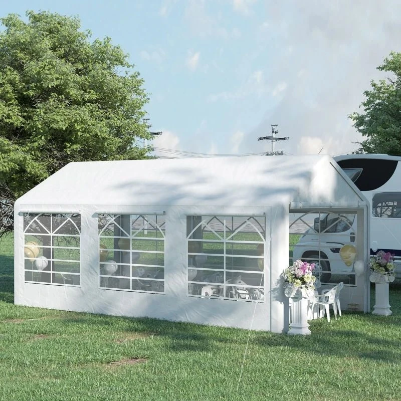 Outsunny Marquee With 6x Windows & 2 Doors 3000x6000mm - White - 84C-206 1 Outsunny Marquee With 6x Windows & 2 Doors 3000x6000mm - White - 84C-206
