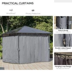 Outsunny Hardtop Garden Gazebo With Curtains 3000x3000mm - Grey - 84C-212 -OUTSUNNY Sales Shop outsunny 84c 212 4