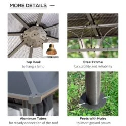 Outsunny Hardtop Garden Gazebo With Curtains 3000x3000mm - Grey - 84C-212 -OUTSUNNY Sales Shop outsunny 84c 212 5