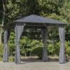 Outsunny Hardtop Garden Gazebo With Curtains 3000x3000mm - Grey - 84C-212 -OUTSUNNY Sales Shop outsunny 84c 212 9