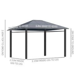 Outsunny Hardtop Garden Gazebo With Curtains 3600x3000mm - Grey - 84C-212V01 -OUTSUNNY Sales Shop outsunny 84c 212v01 2