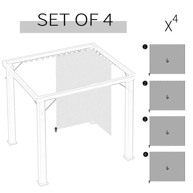 Outsunny Gazebo 4x Replacement Sidewalls 3000x3000mm - Light Grey - 84C-226V02LG 8 Outsunny Gazebo 4x Replacement Sidewalls 3000x3000mm - Light Grey - 84C-226V02LG - Image 8