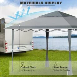 Outsunny 2 Tier Pop-Up Garden Gazebo With Carry Bag 4000x4000mm - Dark Grey - 84C-229CG -OUTSUNNY Sales Shop outsunny 84c 229cg 3