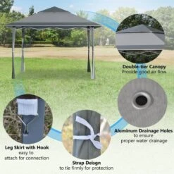 Outsunny 2 Tier Pop-Up Garden Gazebo With Carry Bag 4000x4000mm - Dark Grey - 84C-229CG -OUTSUNNY Sales Shop outsunny 84c 229cg 6