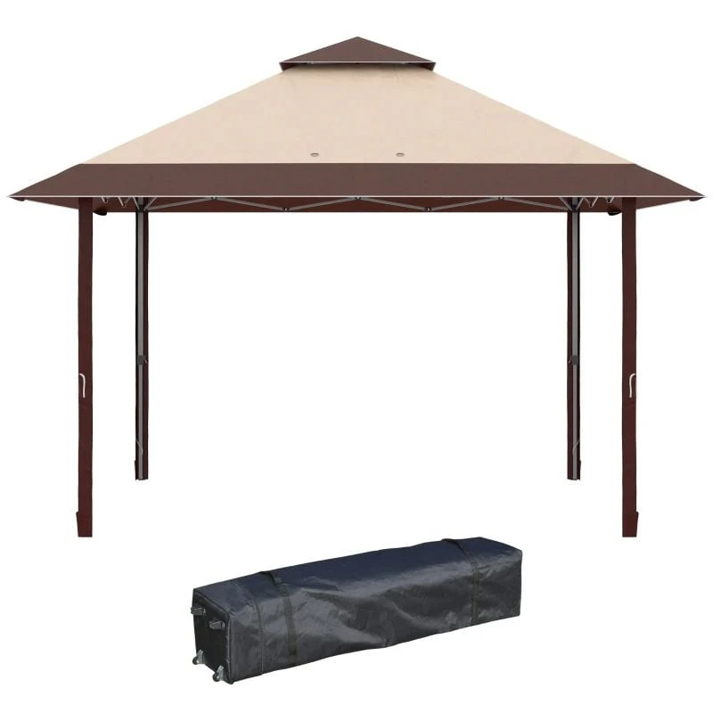Outsunny 2 Tier Pop-Up Garden Gazebo With Carry Bag 4000x4000mm - Coffee- 84C-229V01CF 2 Outsunny 2 Tier Pop-Up Garden Gazebo With Carry Bag 4000x4000mm - Coffee- 84C-229V01CF - Image 2