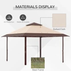 Outsunny 2 Tier Pop-Up Garden Gazebo With Carry Bag 4000x4000mm - Coffee- 84C-229V01CF 17 Outsunny 2 Tier Pop-Up Garden Gazebo With Carry Bag 4000x4000mm - Coffee- 84C-229V01CF -OUTSUNNY Sales Shop outsunny 84c 229v01cf 3
