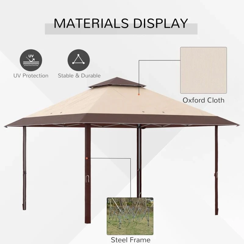 Outsunny 2 Tier Pop-Up Garden Gazebo With Carry Bag 4000x4000mm - Coffee- 84C-229V01CF 8 Outsunny 2 Tier Pop-Up Garden Gazebo With Carry Bag 4000x4000mm - Coffee- 84C-229V01CF - Image 8