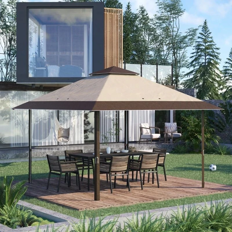 Outsunny 2 Tier Pop-Up Garden Gazebo With Carry Bag 4000x4000mm - Coffee- 84C-229V01CF 1 Outsunny 2 Tier Pop-Up Garden Gazebo With Carry Bag 4000x4000mm - Coffee- 84C-229V01CF