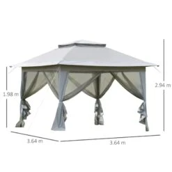 Outsunny 2 Tier Pop-up Garden Gazebo With Mesh Curtains 3000x3600mm - Light Grey - 84C-252GY -OUTSUNNY Sales Shop outsunny 84c 252gy 2