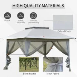 Outsunny 2 Tier Pop-up Garden Gazebo With Mesh Curtains 3000x3600mm - Light Grey - 84C-252GY -OUTSUNNY Sales Shop outsunny 84c 252gy 5
