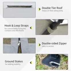 Outsunny 2 Tier Pop-up Garden Gazebo With Mesh Curtains 3000x3600mm - Light Grey - 84C-252GY -OUTSUNNY Sales Shop outsunny 84c 252gy 6