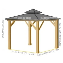 Outsunny Hardtop Garden Gazebo With Wooden Frame 3000x3000m - Grey - 84C-253GY 18 Outsunny Hardtop Garden Gazebo With Wooden Frame 3000x3000m - Grey - 84C-253GY -OUTSUNNY Sales Shop outsunny 84c 253gy 2