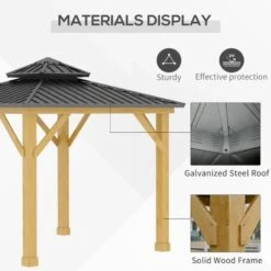 Outsunny Hardtop Garden Gazebo With Wooden Frame 3000x3000m - Grey - 84C-253GY 17 Outsunny Hardtop Garden Gazebo With Wooden Frame 3000x3000m - Grey - 84C-253GY -OUTSUNNY Sales Shop outsunny 84c 253gy 3