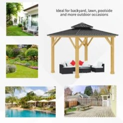 Outsunny Hardtop Garden Gazebo With Wooden Frame 3000x3000m - Grey - 84C-253GY 14 Outsunny Hardtop Garden Gazebo With Wooden Frame 3000x3000m - Grey - 84C-253GY -OUTSUNNY Sales Shop outsunny 84c 253gy 6