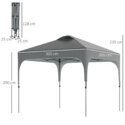 Outsunny Pop-Up Garden Gazebo With Wheeled Carry Bag 2500x2500mm - Grey - 84C-262V01 -OUTSUNNY Sales Shop outsunny 84c 262v01 2