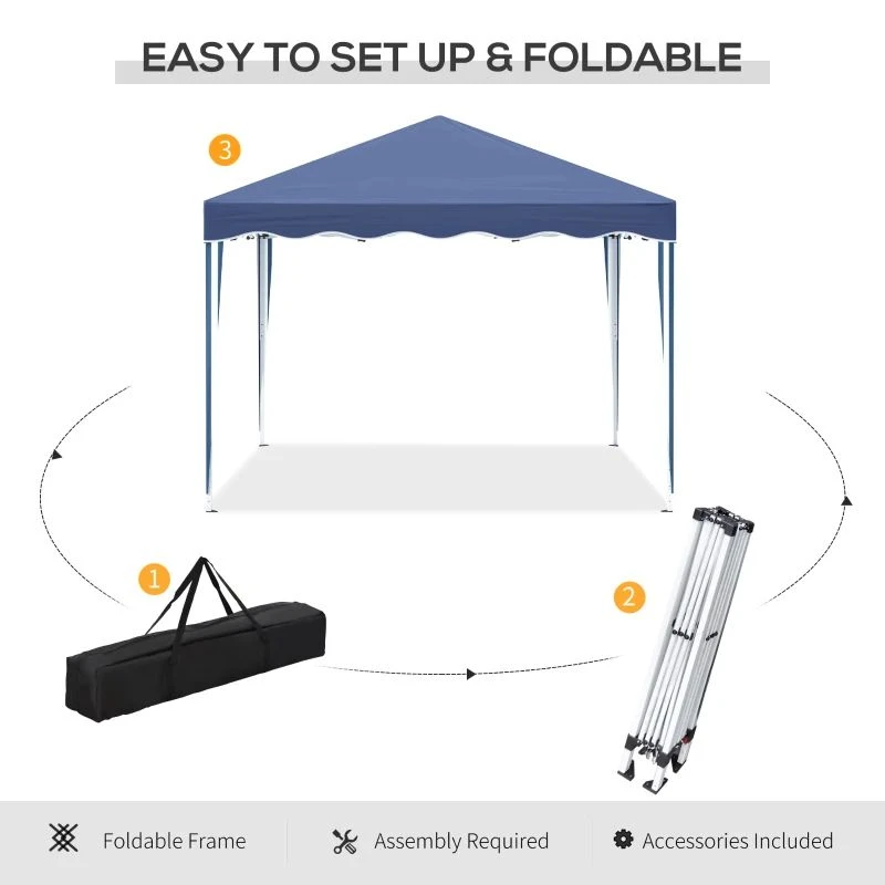 Outsunny Pop-Up Garden Gazebo With Carry Bag 3000x3000mm - Blue - 84C-263 6 Outsunny Pop-Up Garden Gazebo With Carry Bag 3000x3000mm - Blue - 84C-263 - Image 6