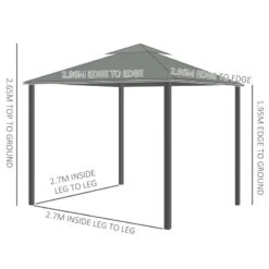 Outsunny 2 Tier Garden Gazebo With Curtains And Nets 3000x3000mm - Dark Grey - 84C-269LG 18 Outsunny 2 Tier Garden Gazebo With Curtains And Nets 3000x3000mm - Dark Grey - 84C-269LG -OUTSUNNY Sales Shop outsunny 84c 269lg 2