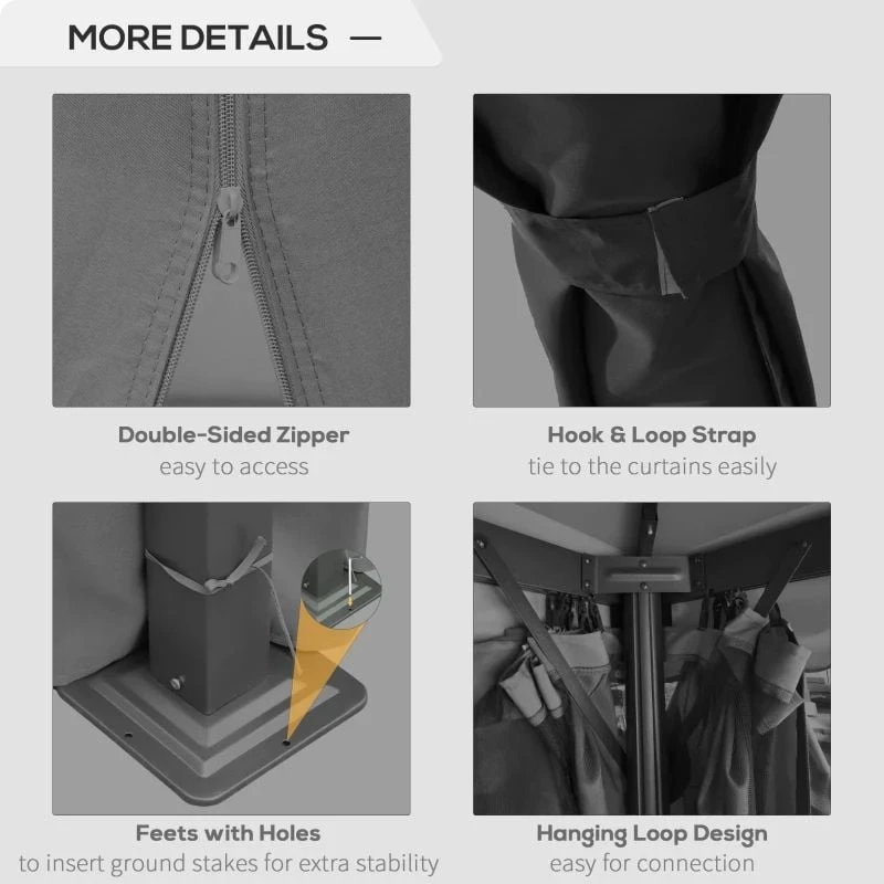 Outsunny 2 Tier Garden Gazebo With Curtains And Nets 3000x3000mm - Dark Grey - 84C-269LG 7 Outsunny 2 Tier Garden Gazebo With Curtains And Nets 3000x3000mm - Dark Grey - 84C-269LG - Image 7