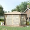 Outsunny 2 Tier Garden Gazebo With Curtains And Nets 3000x4000mm - Khaki/Brown - 84C-270 -OUTSUNNY Sales Shop outsunny 84c 270 1