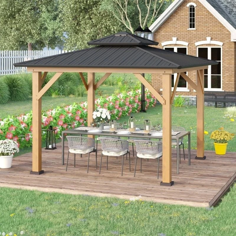 Outsunny Hardtop Garden Gazebo With Wooden Frame 3500x3500m - Grey - 84C-273 10 Outsunny Hardtop Garden Gazebo With Wooden Frame 3500x3500m - Grey - 84C-273 - Image 10