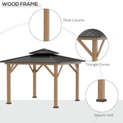 Outsunny Hardtop Garden Gazebo With Wooden Frame 3500x3500m - Grey - 84C-273 16 Outsunny Hardtop Garden Gazebo With Wooden Frame 3500x3500m - Grey - 84C-273 -OUTSUNNY Sales Shop outsunny 84c 273 4