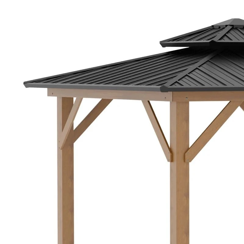 Outsunny Hardtop Garden Gazebo With Wooden Frame 3500x3500m - Grey - 84C-273 5 Outsunny Hardtop Garden Gazebo With Wooden Frame 3500x3500m - Grey - 84C-273 - Image 5