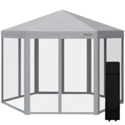 Outsunny Pop-up Hexagon Gazebo With Mesh Sidewalls 3000x3000mm - Grey - 84C-283GY 11 Outsunny Pop-up Hexagon Gazebo With Mesh Sidewalls 3000x3000mm - Grey - 84C-283GY -OUTSUNNY Sales Shop outsunny 84c 283gy 10