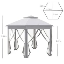 Outsunny Pop-up Hexagon Gazebo With Mesh Sidewalls 3000x3000mm - Grey - 84C-283GY 18 Outsunny Pop-up Hexagon Gazebo With Mesh Sidewalls 3000x3000mm - Grey - 84C-283GY -OUTSUNNY Sales Shop outsunny 84c 283gy 2