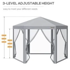 Outsunny Pop-up Hexagon Gazebo With Mesh Sidewalls 3000x3000mm - Grey - 84C-283GY 14 Outsunny Pop-up Hexagon Gazebo With Mesh Sidewalls 3000x3000mm - Grey - 84C-283GY -OUTSUNNY Sales Shop outsunny 84c 283gy 6