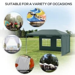 Outsunny Garden Gazebo Marquee With 2 Sidewalls 3000x4000mm - Green - 84C-329V01GN 16 Outsunny Garden Gazebo Marquee With 2 Sidewalls 3000x4000mm - Green - 84C-329V01GN -OUTSUNNY Sales Shop outsunny 84c 329v01gn 5